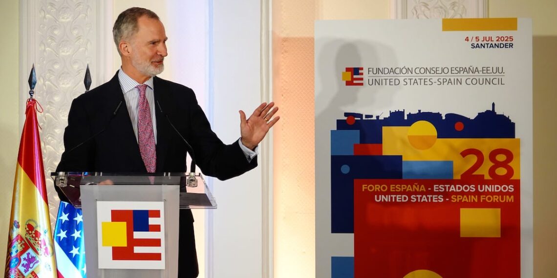 «El rey Felipe VI destaca la relación histórica entre España y EE UU, tras la controversia entre Sánchez y Trump sobre gasto en Defensa.»